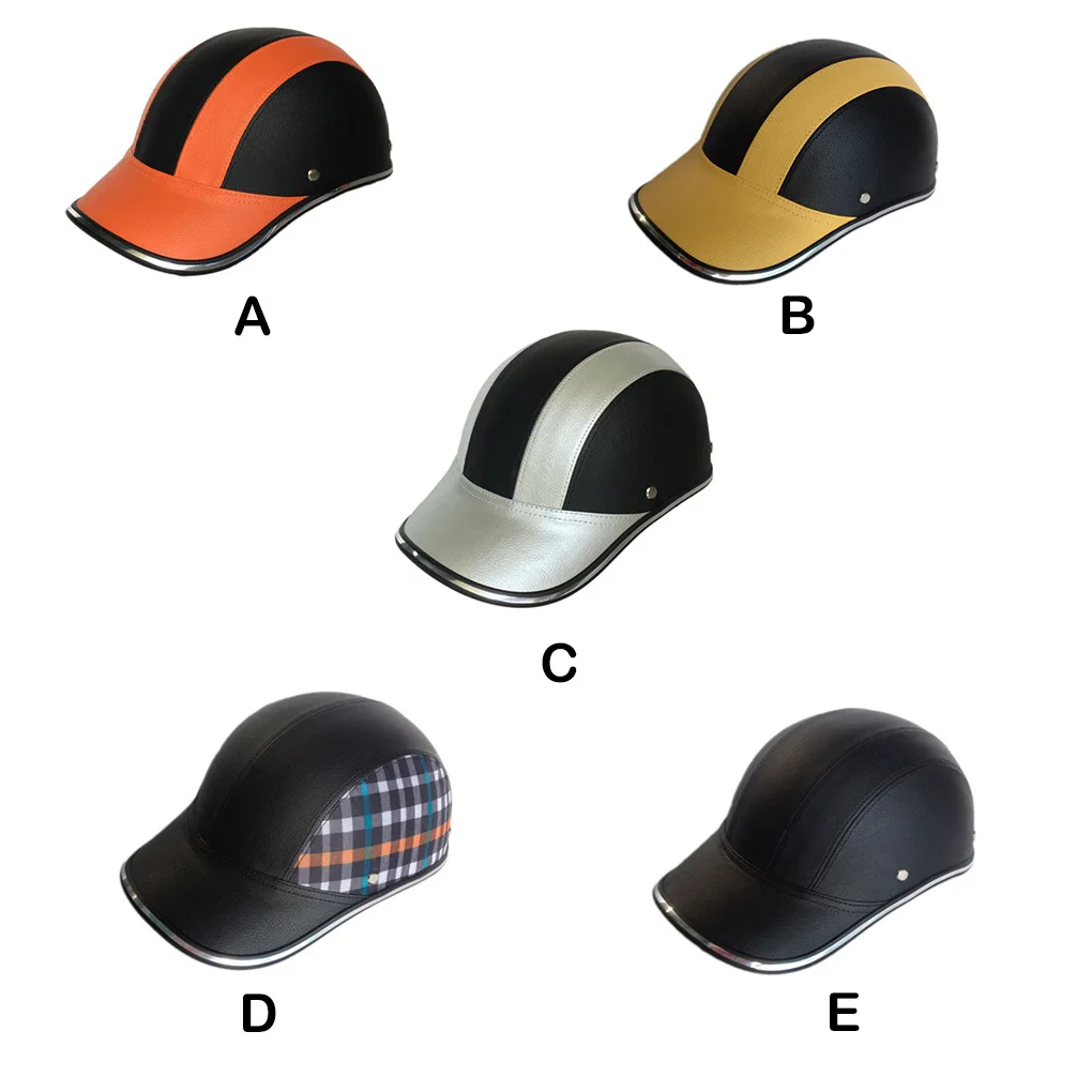 Motorcycle Vintage Helmet Color Matching Baseball Caps Protective Gear Half Face Retro Style Leather Headgear Black orange