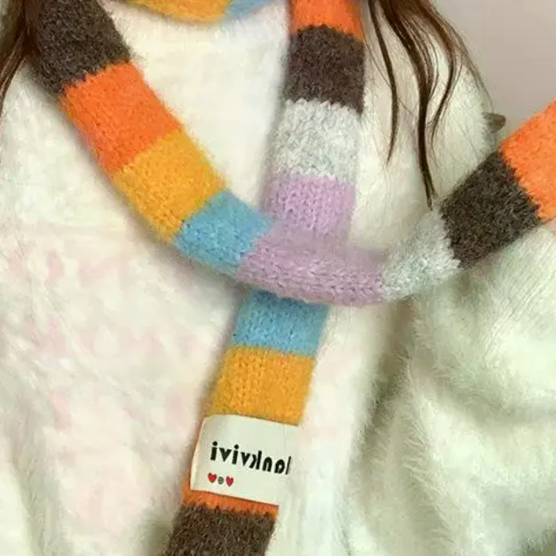 المرأة رقيقة ضيقة طويلة ملونة مخطط وشاح الخريف والشتاء تصميم جديد فتاة الساخنة كل مباراة وشاح الزخرفية