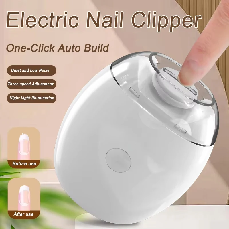 2-In-1 Portable Electric Nail File Built In LED Light Safe Automatic Nail Grinder Manicure Care Kit For Baby And Adult Home Daily Use