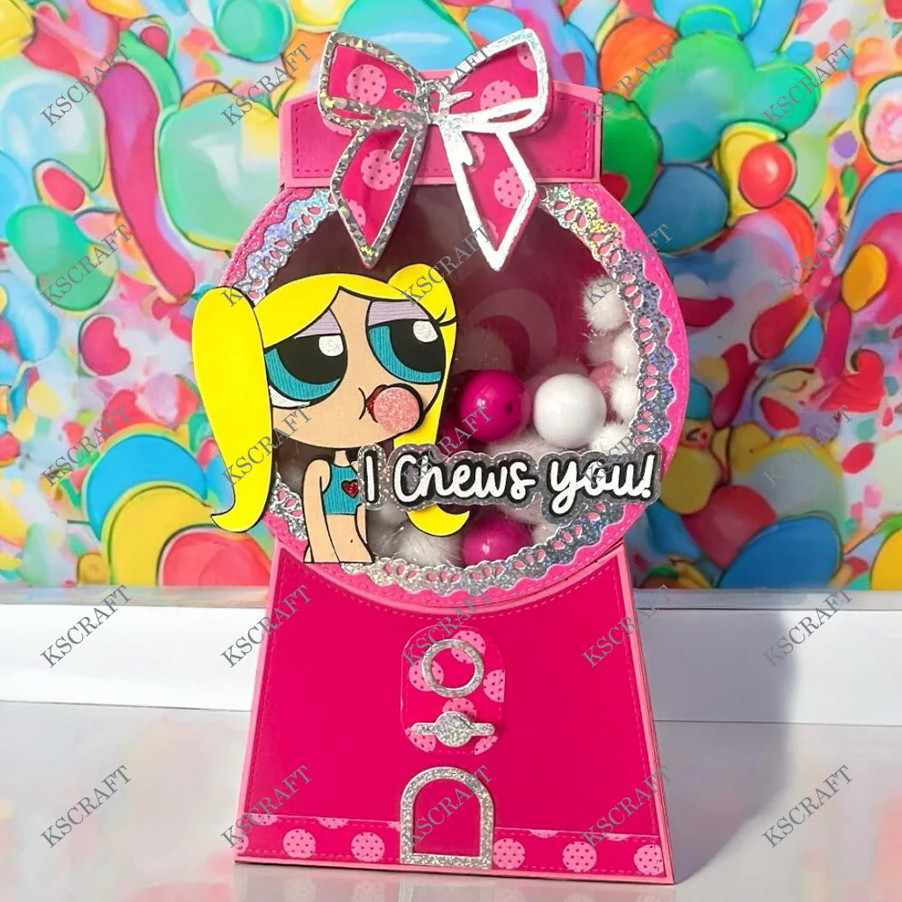KSCRAFT 3D Gumball Machine Box Cutting Dies Stencils for DIY Scrapbooking Decorative Embossing DIY Paper Cards