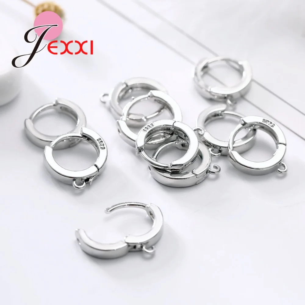 Wholesale Price 1 Pairs Round Hoop DIY Earrings Findings  Stamped  Silver Jewelry For Women Accessories