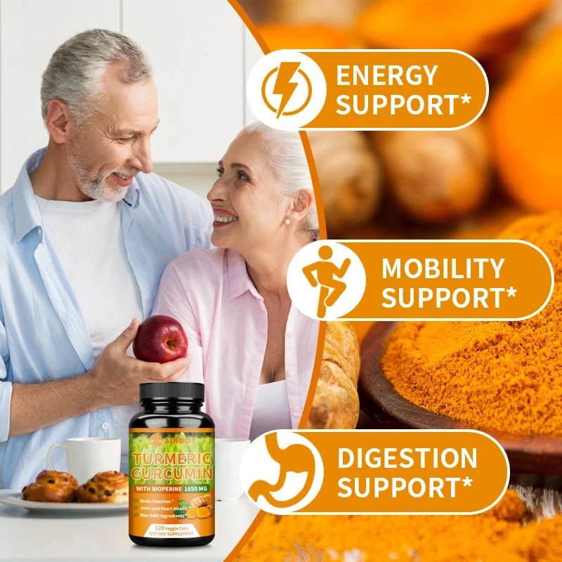 High Quality Turmeric Curcumin Capsules - with 95% Curcuminoids - Joint, Brain Cognitive & Digestive Health, Antioxidant