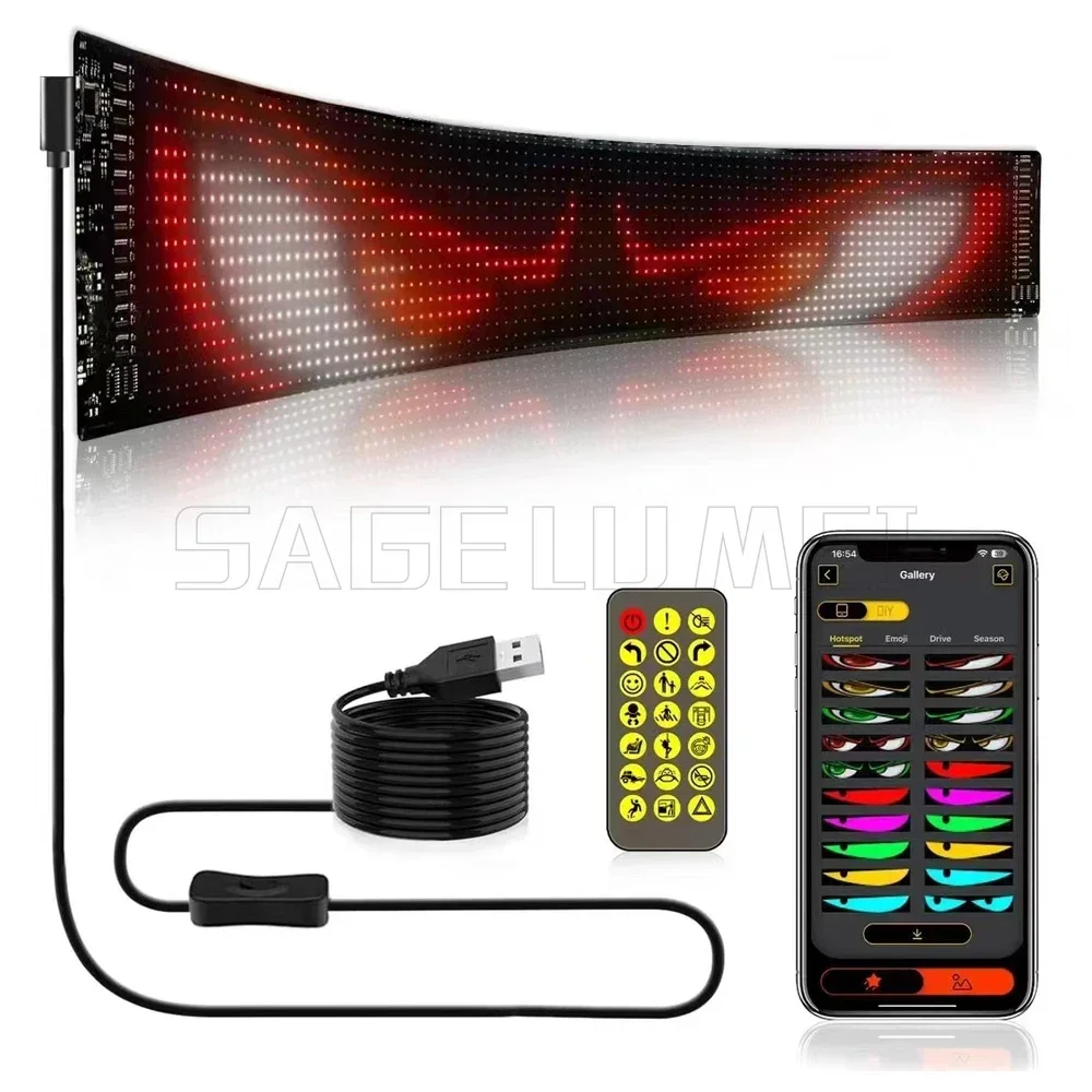 1/2pcs LED DIY Matrix Pixel Panel Display Screen Flexible RGB Car Pattern Graffiti Scrolling Text Animation Shop Reminder Light