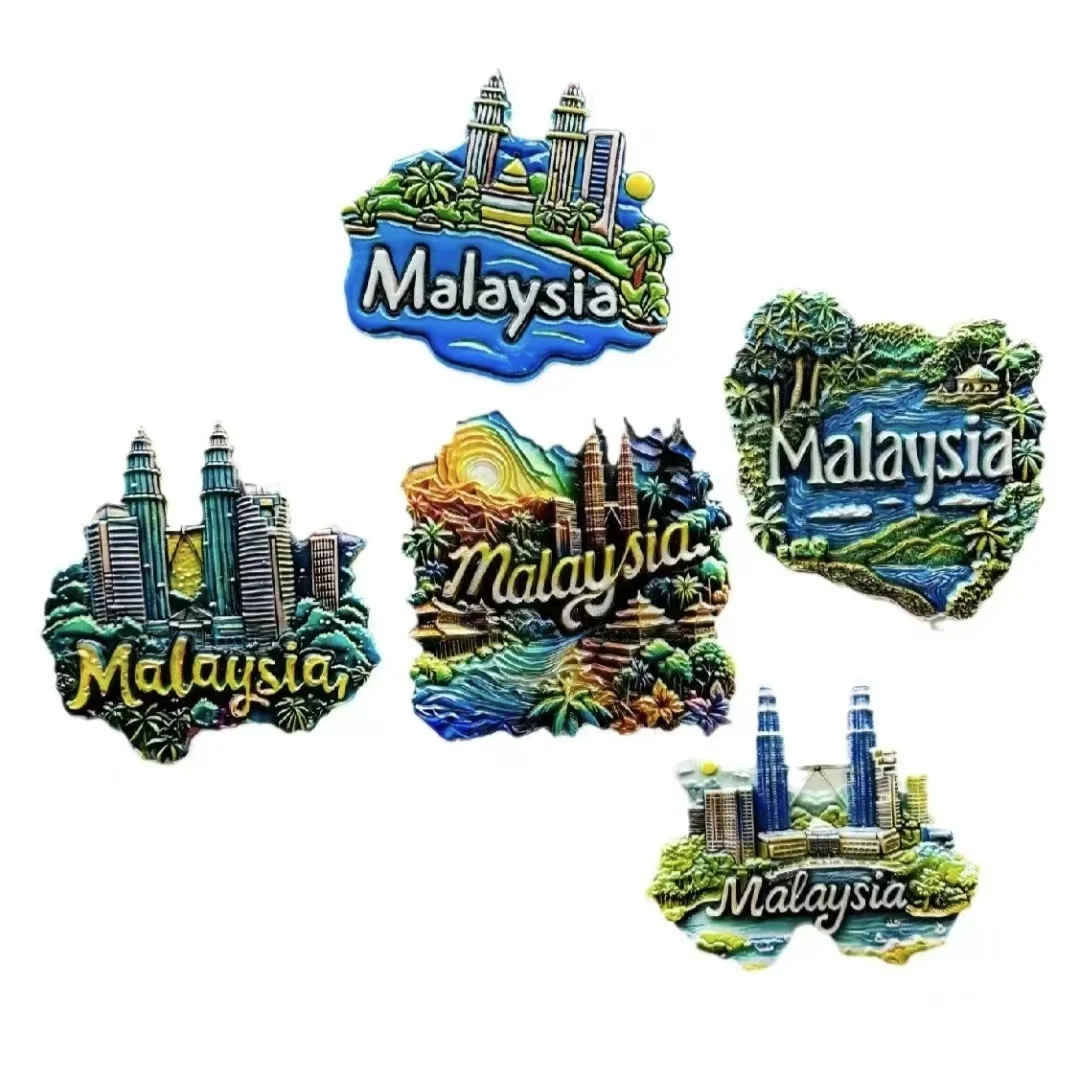 Asia Malaysia Resin 3D Fridge Magnets Tourism Souvenir Refrigerator Sticker Handicraft Gift Decoration