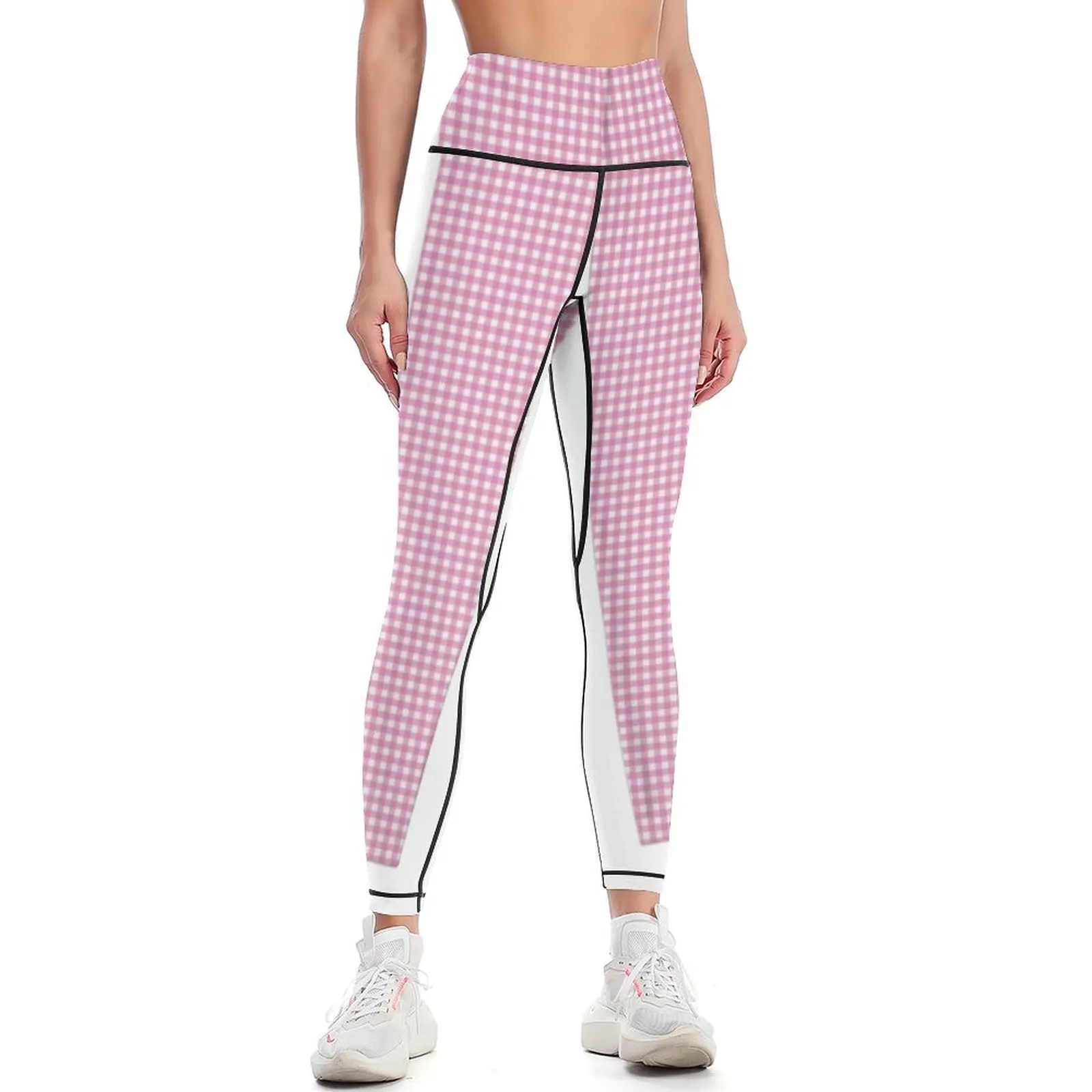 

baby pink gingham patterned Leggings Sportswear woman gym legging pants raises butt for fitness Sports pants for Womens Leggings