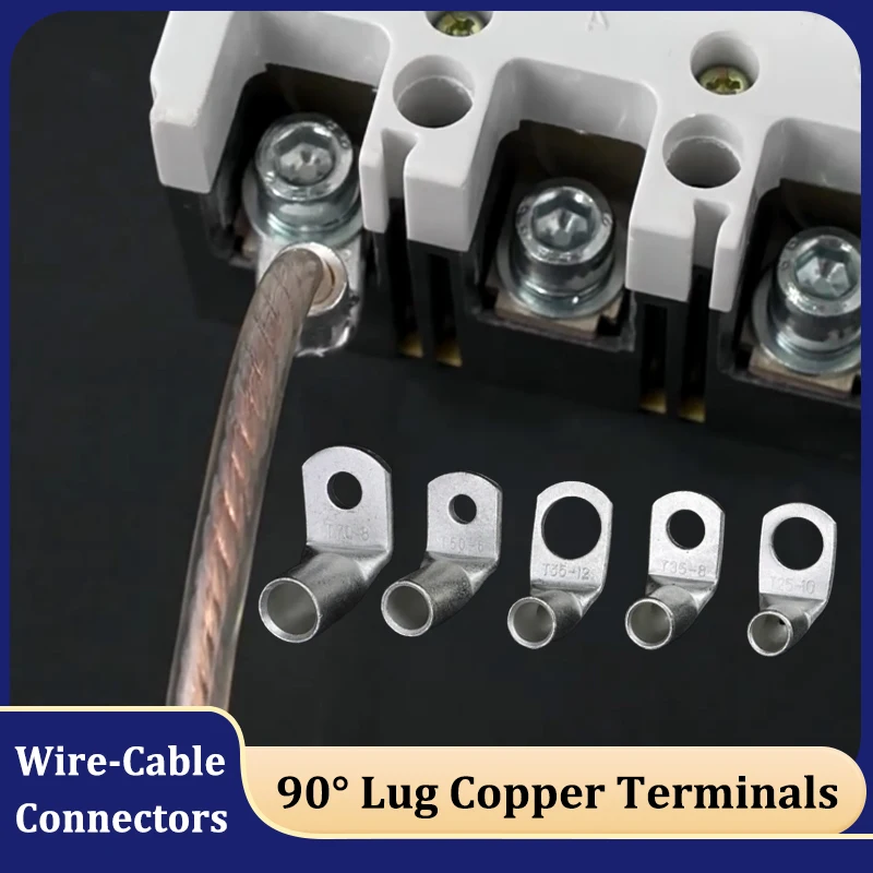 

2 ~ 100pcs Wire Terminal L-type Right Angle 90 Degree Bend Nose LT6 - LT95 Tinned Copper Crimp Terminal Connector Cable Lugs