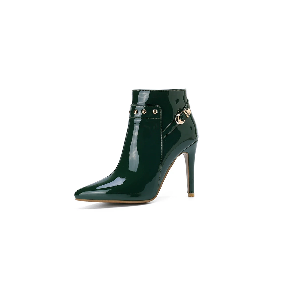 Winter Fashion Black Darkgreen Women Ankle Boots Sexy High Thin Heels Lady Riding Shoes Plus Small Big Size 11 33 43 46 50