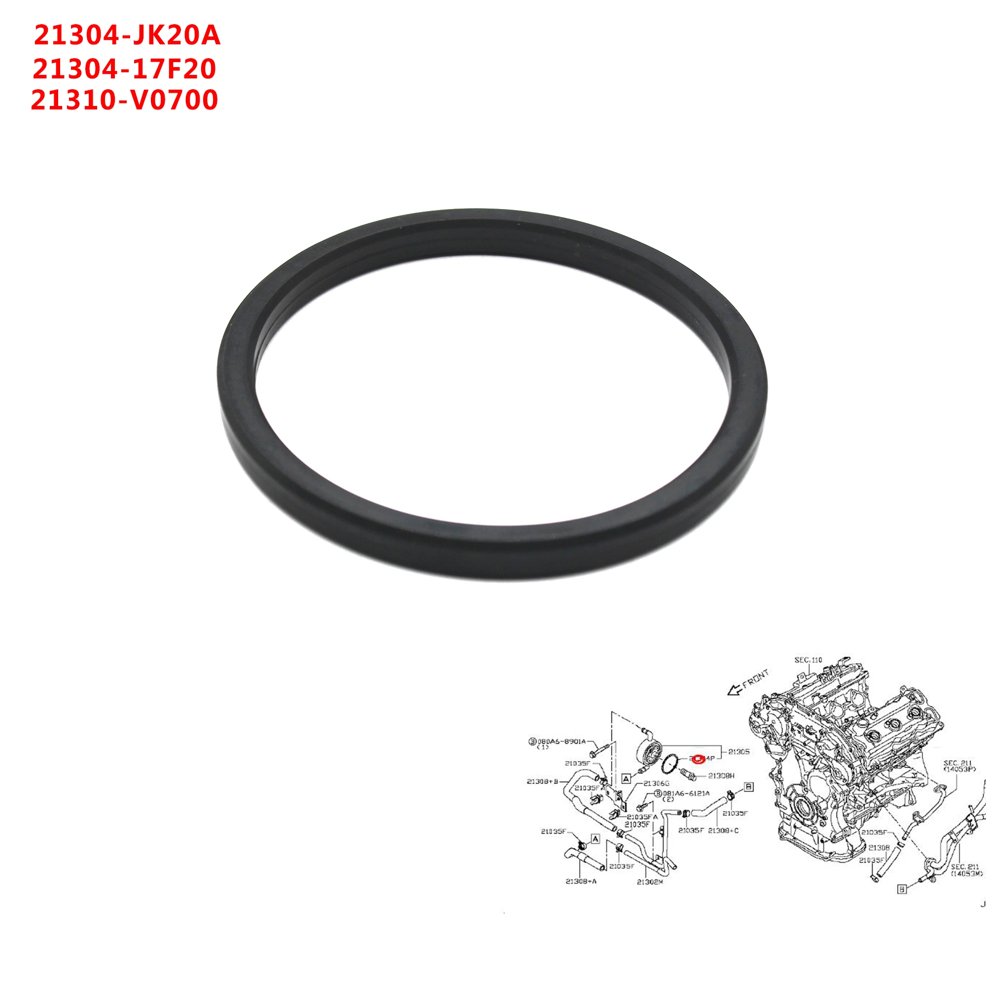 For Nissan Infiniti Oil Cooler O-Ring Rubber Gasket 21304-JK20A 21304JK20A 21304-17F20 2130417F20 21310-V0700  21310V0700