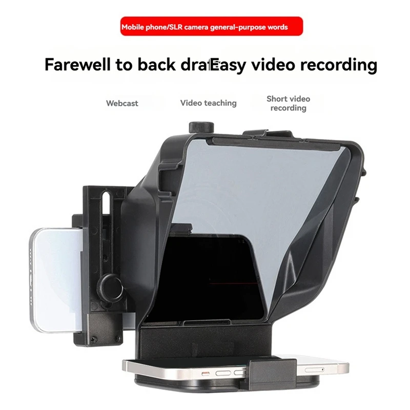 Portable Teleprompter For Smartphones With Remote Control Phone Holder  For Video Recording & Live Streaming