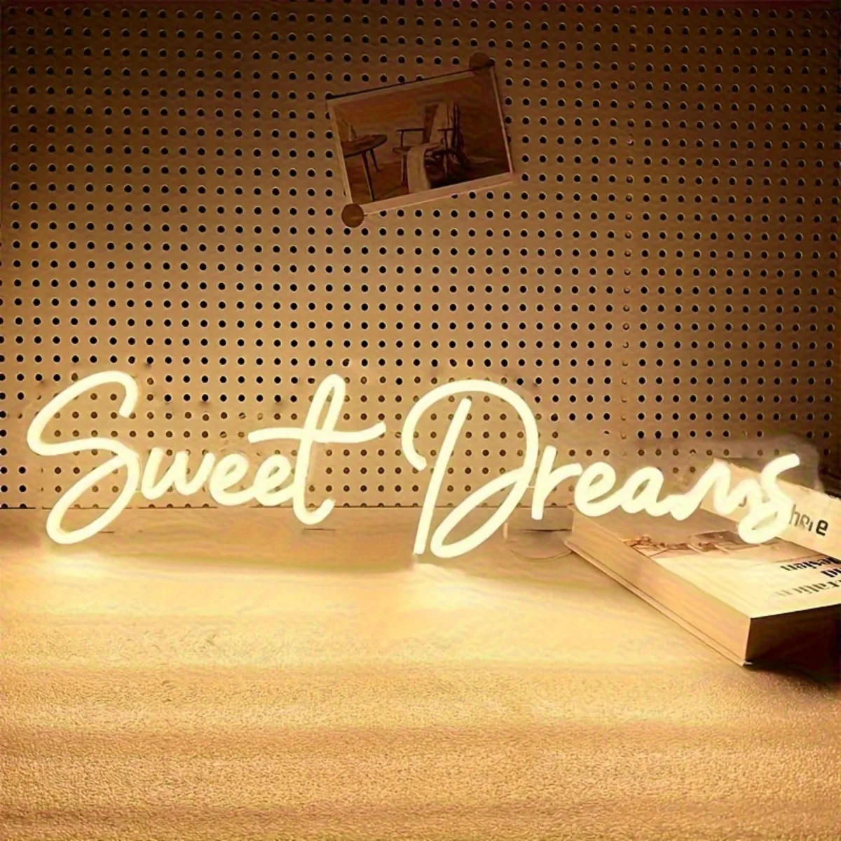

Неоновая вывеска «Sweet Dreams», настенный светильник с теплым белым свечением для прикроватной зоны, ночник для комнаты, светящийся светильник для комнаты, для друзей