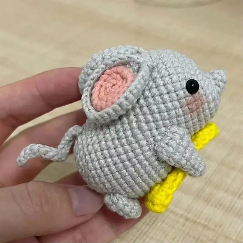 Handmade Knitting DIY Craft Mice Cartoon Doll Decorative keychain Crochet Kit for Beginners Adults Learn to Crochet Material Kit