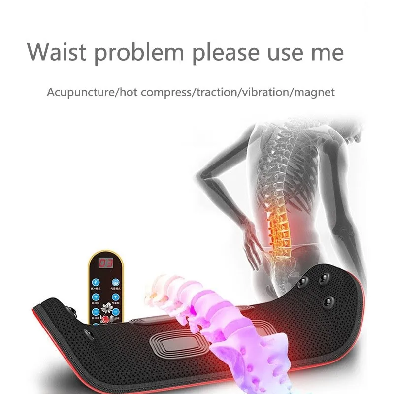 Lumbar vertebra massage instrument for traction and correction of lumbar disc herniation by massage pillow