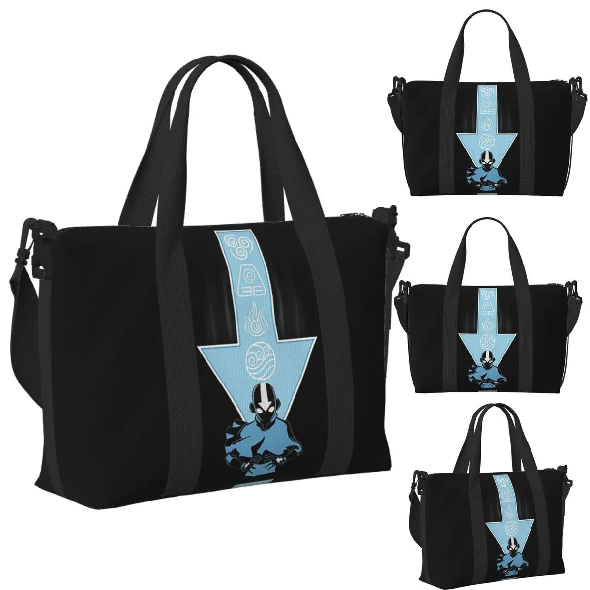

Custom Avatar Aang Arrow Beach Travel Bag Large Capacity Tote Bags for Gym Sport Women Shopping Duffle Shoulder Bag