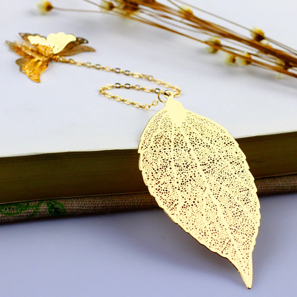 

Golden Leaf Kids Stationery Gift Leaf Shape Bookmark Book Markers Book Creative Bookmarks Markers School Supplies