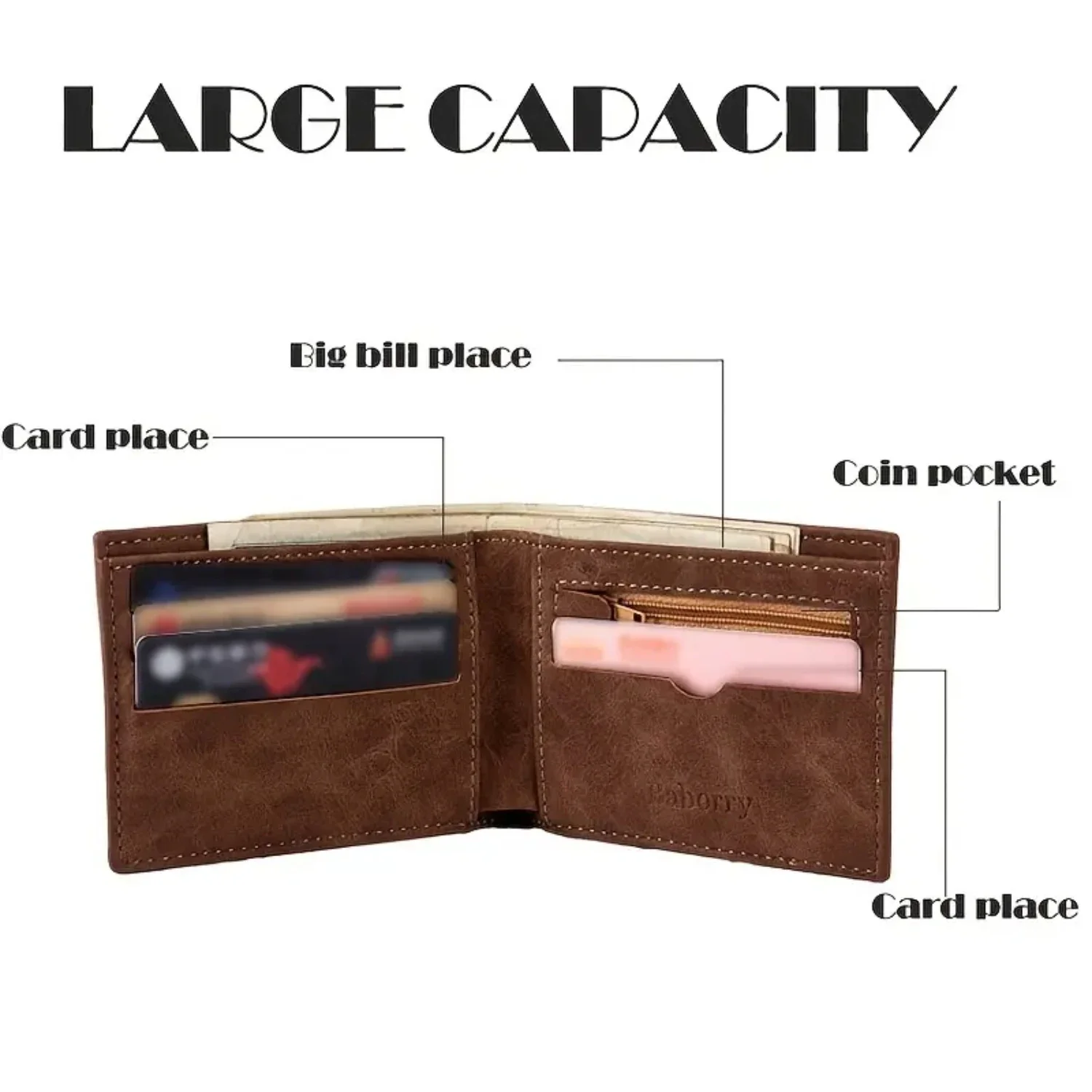 محفظة رجالية رفيعة وأنيقة من الجلد المحمي بتقنية تحديد الهوية بموجات الراديو مع حقيبة للعملات المعدنية، وقسم ملاحظات مسطح، وسعة 5-12 بطاقة