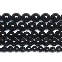 AA Grade Black Agate Round Gem Loose Strand Beads 15