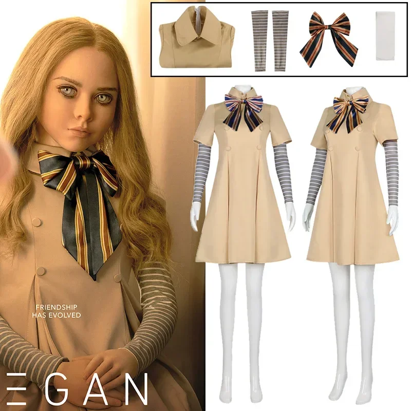 Movie m3gan cosplay costumes Fang horror movie AI doll robot dress top bowknot tie full sets Halloween costumes clothes