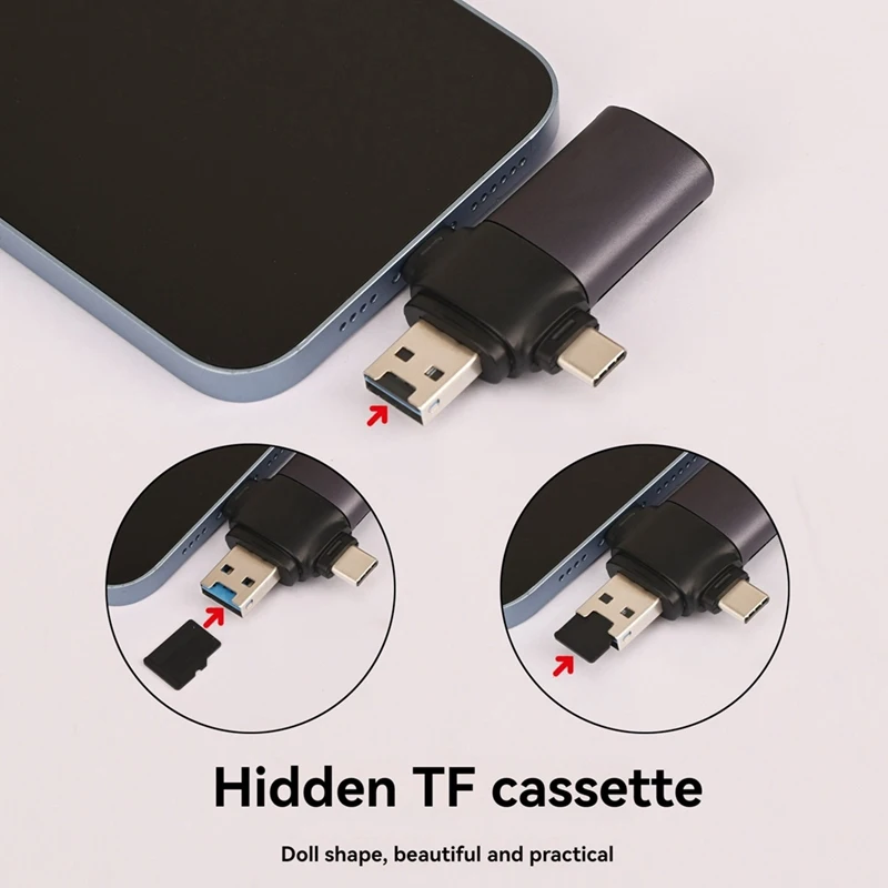 USB-C+USB3.0+For Apple Port SD Card Reader OTG Adapter Memory Card Reader For Ipad Android For Mac PC For SDXC,SDHC,SD