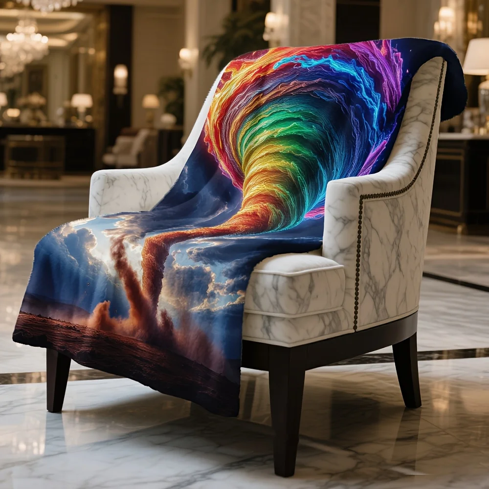 Rainbow Tornado Sky Tapestry Blanket Large Wall Hanging Home Decor Stormy Artistic Print 150x200cm