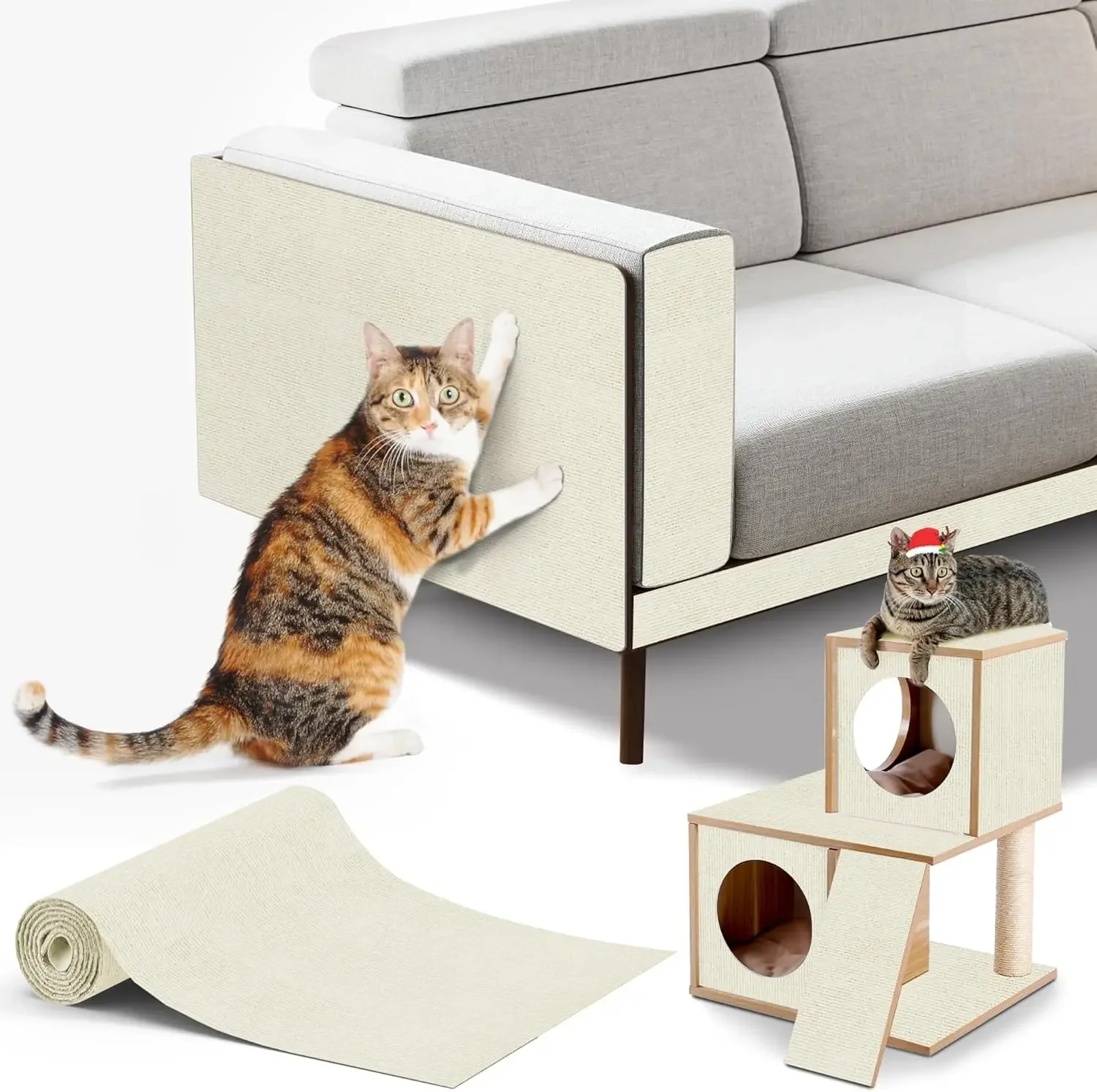 Self Adhesive Cat Scratching Pad Trimmable Cat Scratch Mat Carpet Furniture Protector for Sofa Couch Anti Scratch Pet Supplies