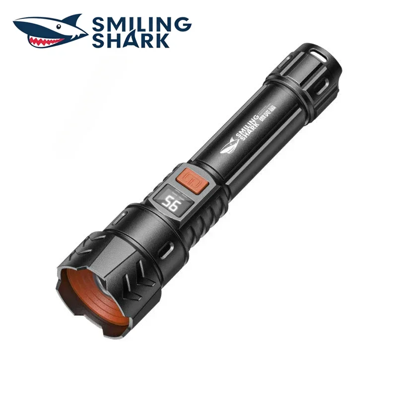 SMILING SHARK Zoomable Portable Flashlight Super Bright with Floodlight for Camping Home Travel Use SD‑5239