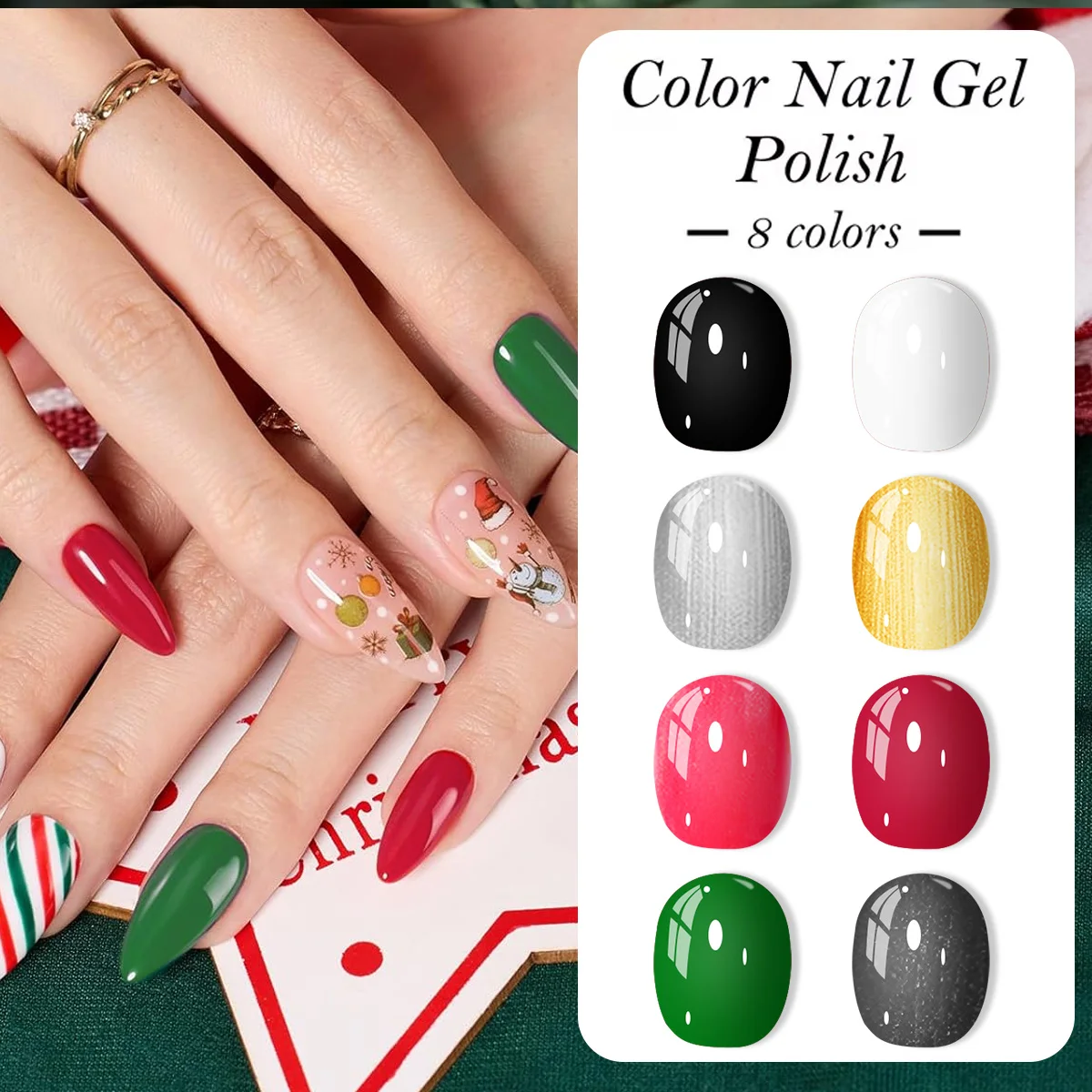 Juego de esmaltes de uñas de 8 piezas, con acabado brillante duradero, es un accesorio de uñas de belleza imprescindible y es fácil de usar.