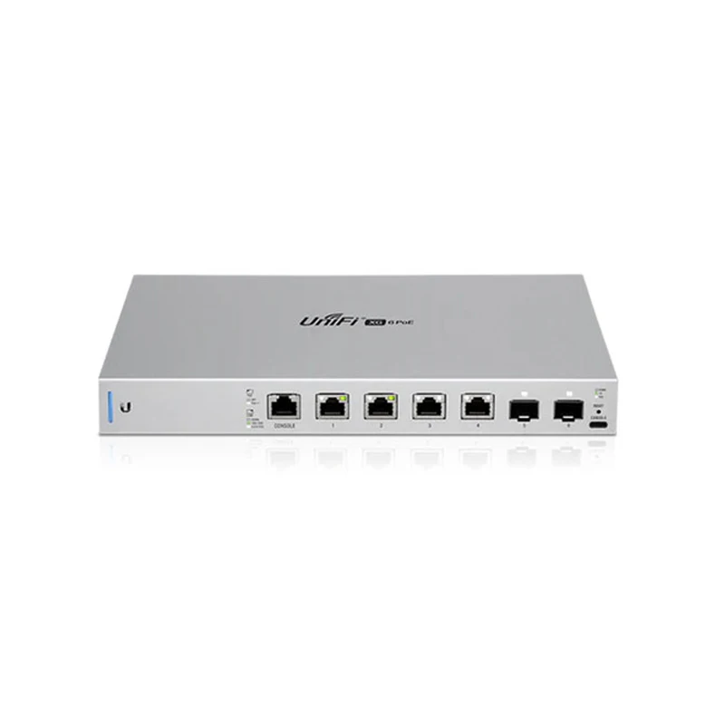 Ubiquiti US-XG-6POE 10 GbE PoE Switch 170W, SFP+ (Gen1), 4x1/2.5/5/10 GbE PoE++ ports, 2x10G SFP+ ports, Layer 3 switching, 2xDC