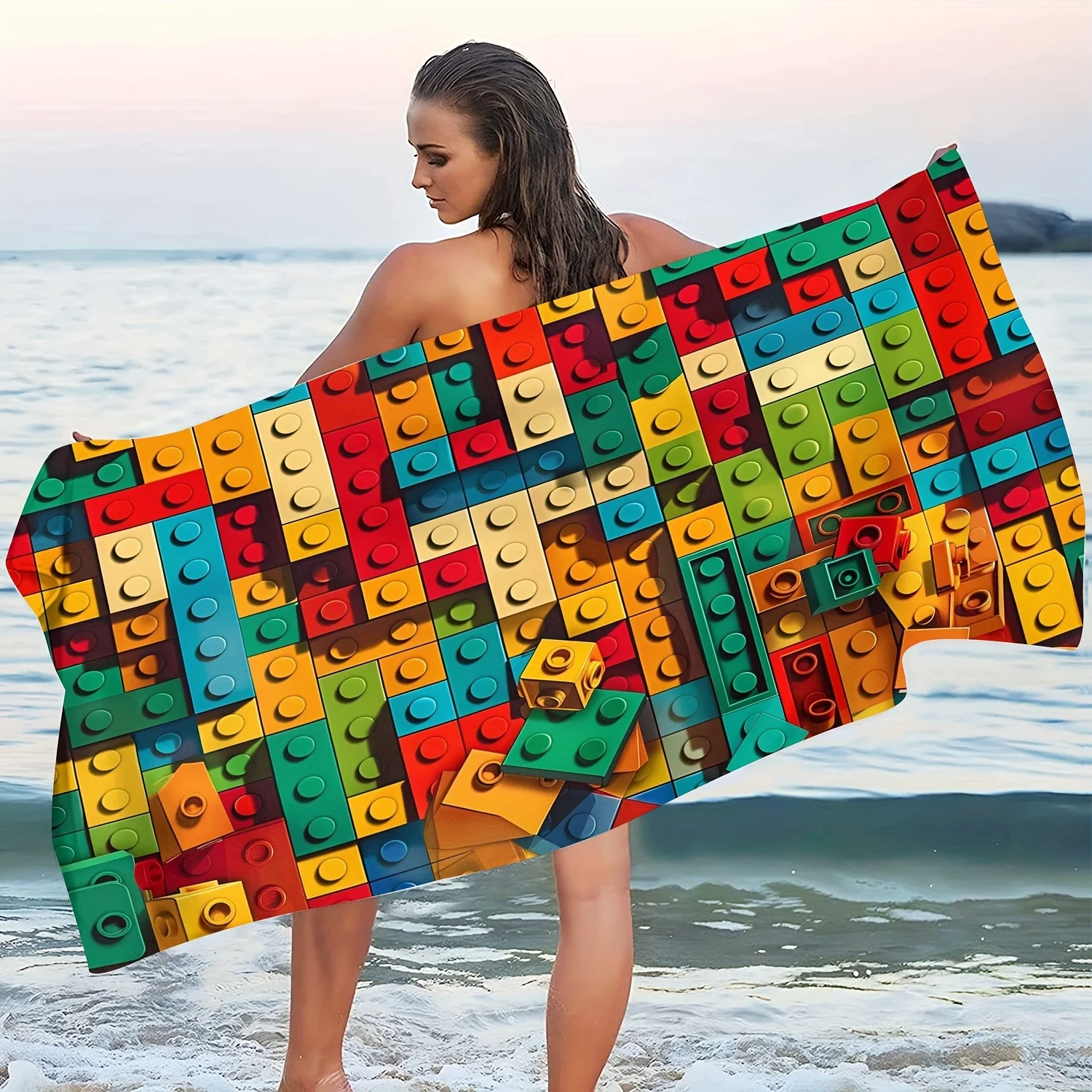 Colorful LEGO Brick Beach Towel: Embrace the Fun Building Blocks with Soft Comfort for Your Creative Days