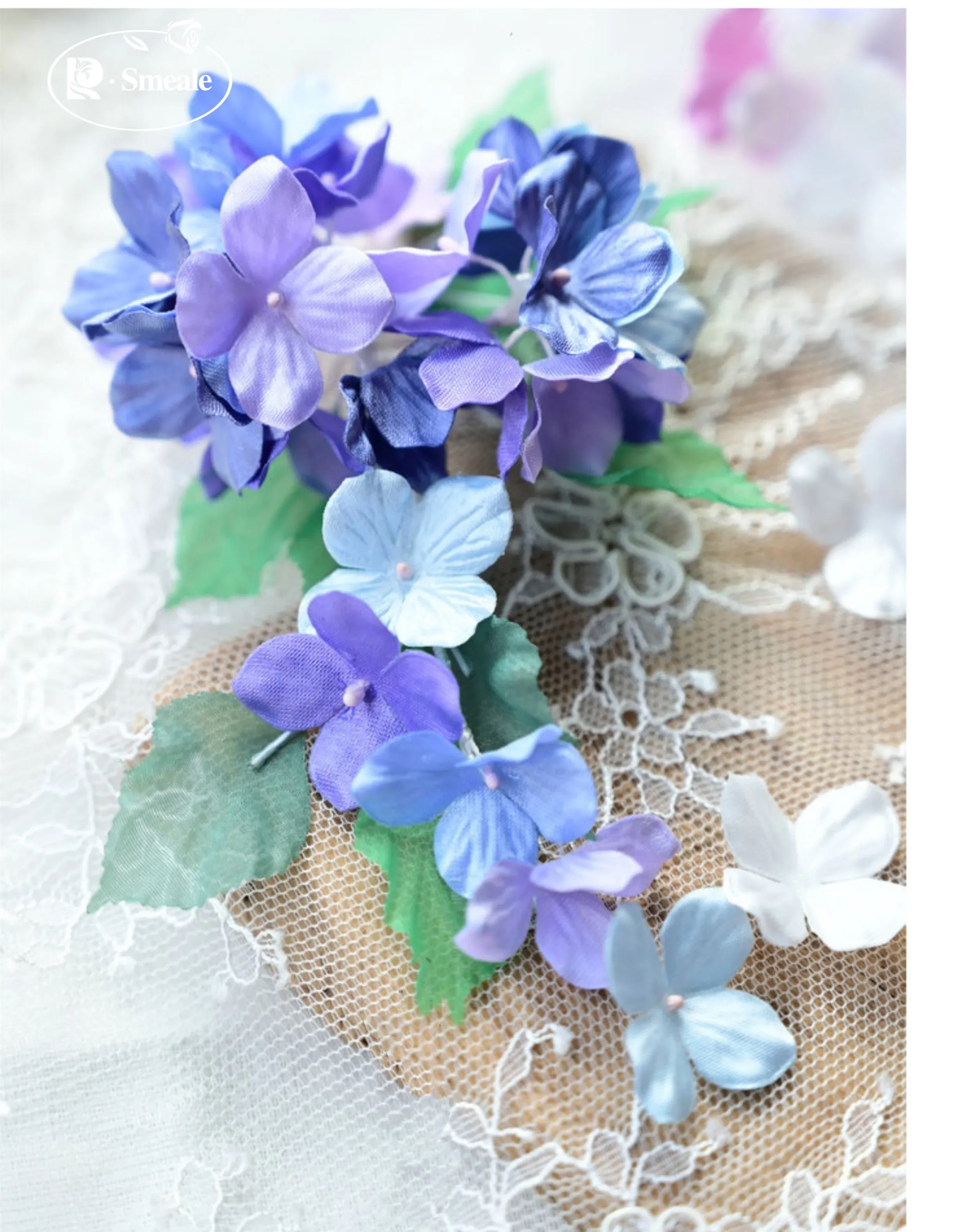 

2.9 Cm New Handmade 3D Embossed Satin Hydrangea Petals, Wedding Dress, Headdress, Designer Accessories, Baby Clothes, Flowers