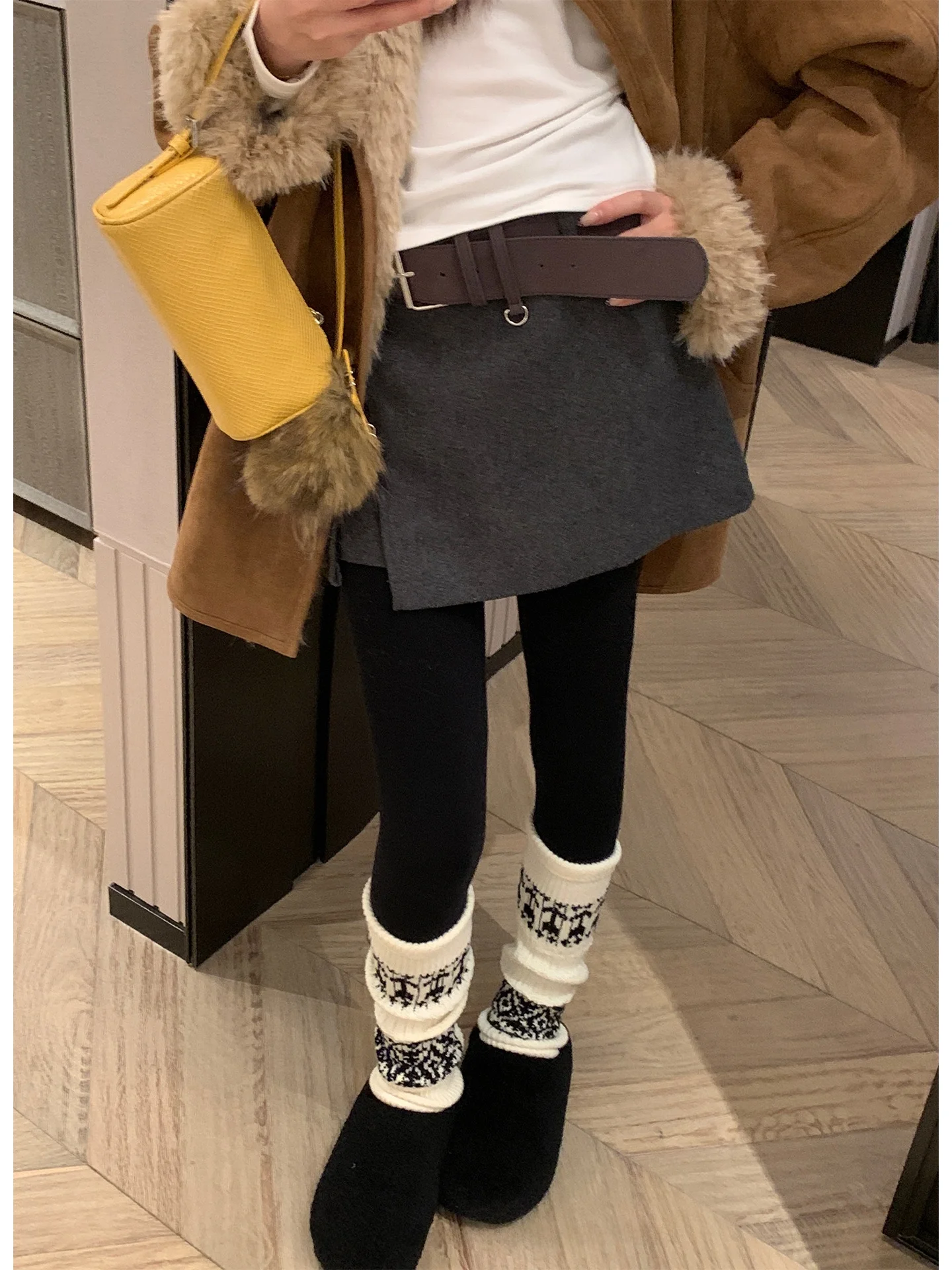 

Ey шерстяная юбка с неровным подолом, женская зимняя модная поясная утягивающая теплая юбка трапециевидной формы с высокой талией, повседневная юбка