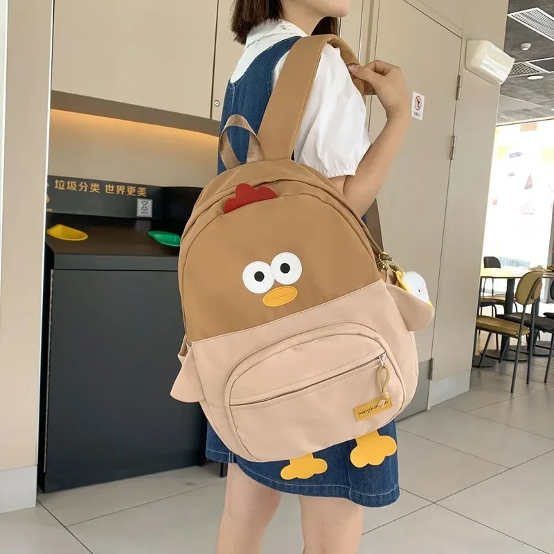 여성 재미 있은 병아리 배낭 여성 2024 새로운 만화 귀여운 schoolbag 소녀 대용량 여행 가방