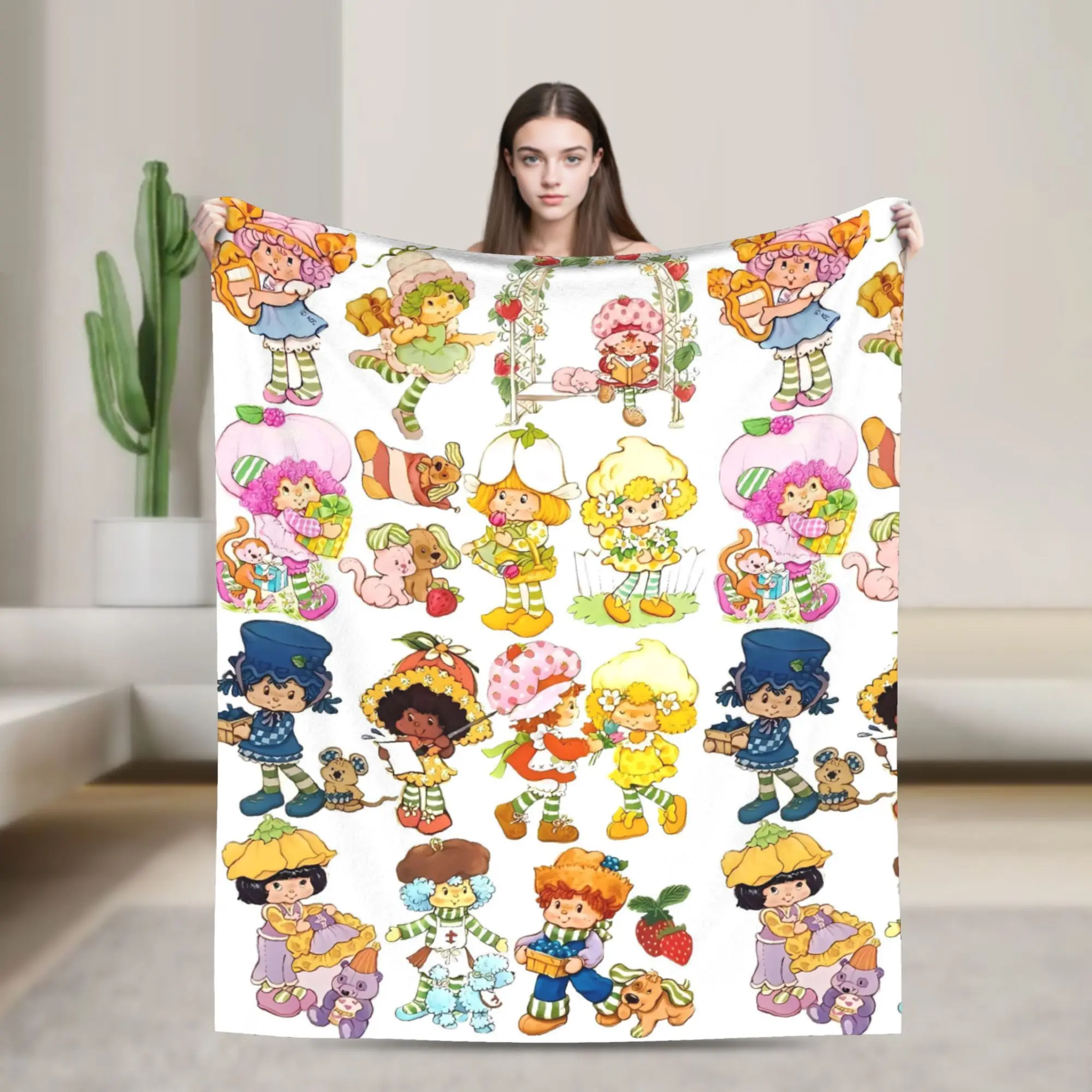 Strawberry Shortcakes Fruit Cute Super Soft Blankets Travel Plush Throw Blanket Street Trend Home Decor Bedspread Sofa Bed Cover