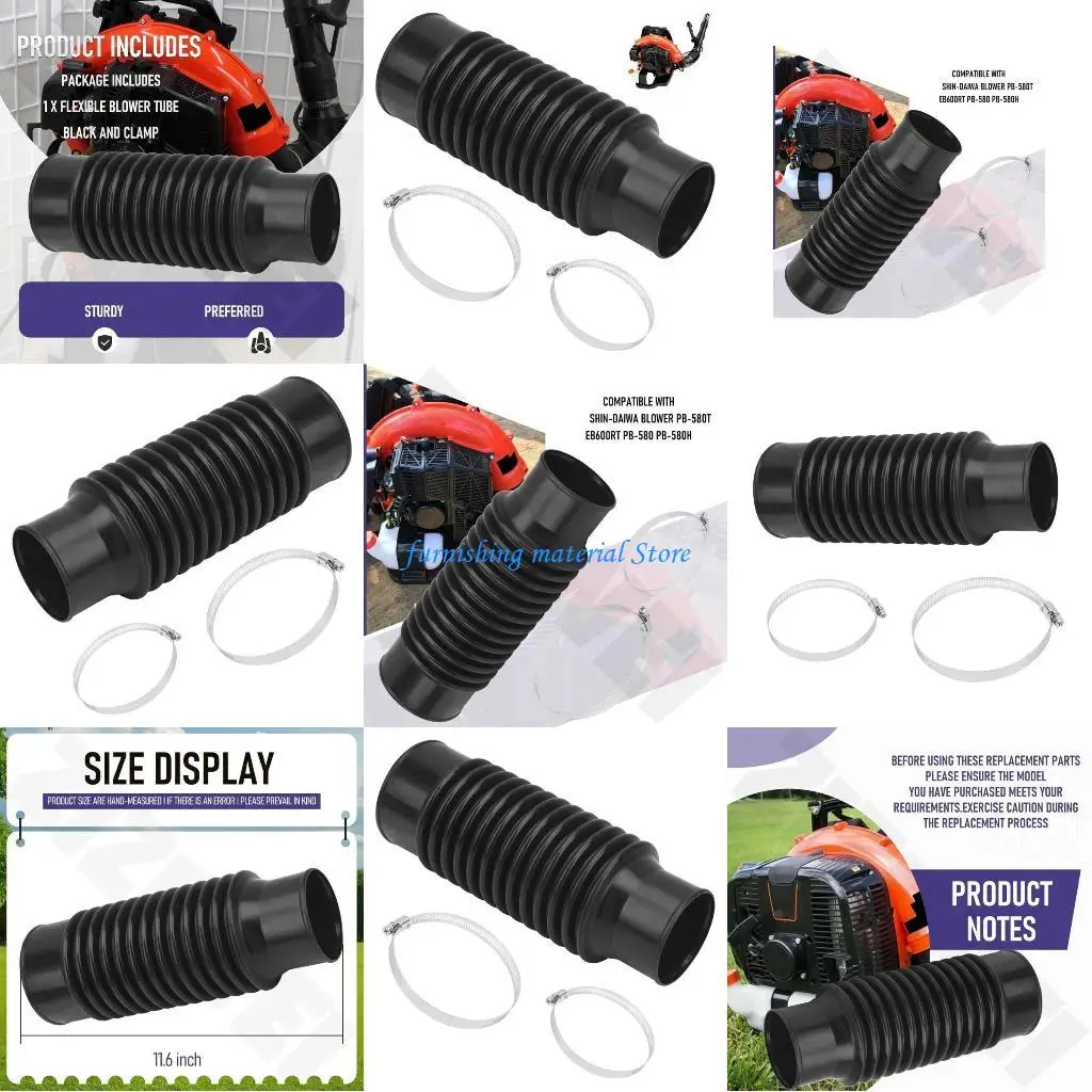 

Y5GD Heavy dutys Replacement Hose 30cm For PB580T EB600RT PB580 PB580H Blowers Tube Black Flexible Air Duct 2pcs Clamps