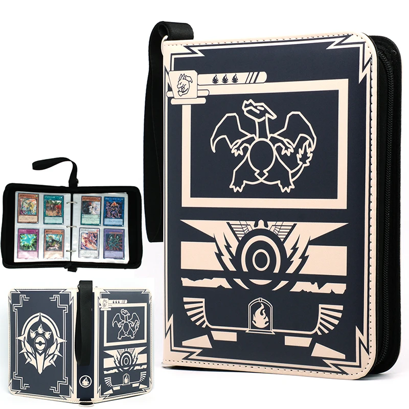 400 szt. Album na karty rękawy do segregatorów z zamkiem błyskawicznym PTCG Yugioh TCG 4-kieszonkowe kolekcja kart kolekcjonerskich etui na karty zabawki prezent
