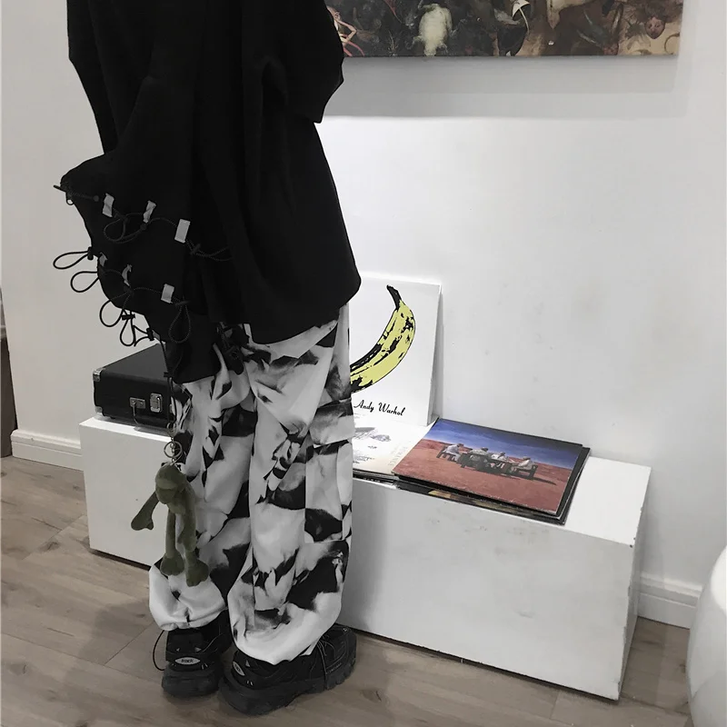 Pantaloni da lavoro Y 2k ragazze stile Harajuku pantaloni a gamba larga pantaloni Cargo larghi Hip Hop pantaloni bianchi gotici femminili estetici 2000s