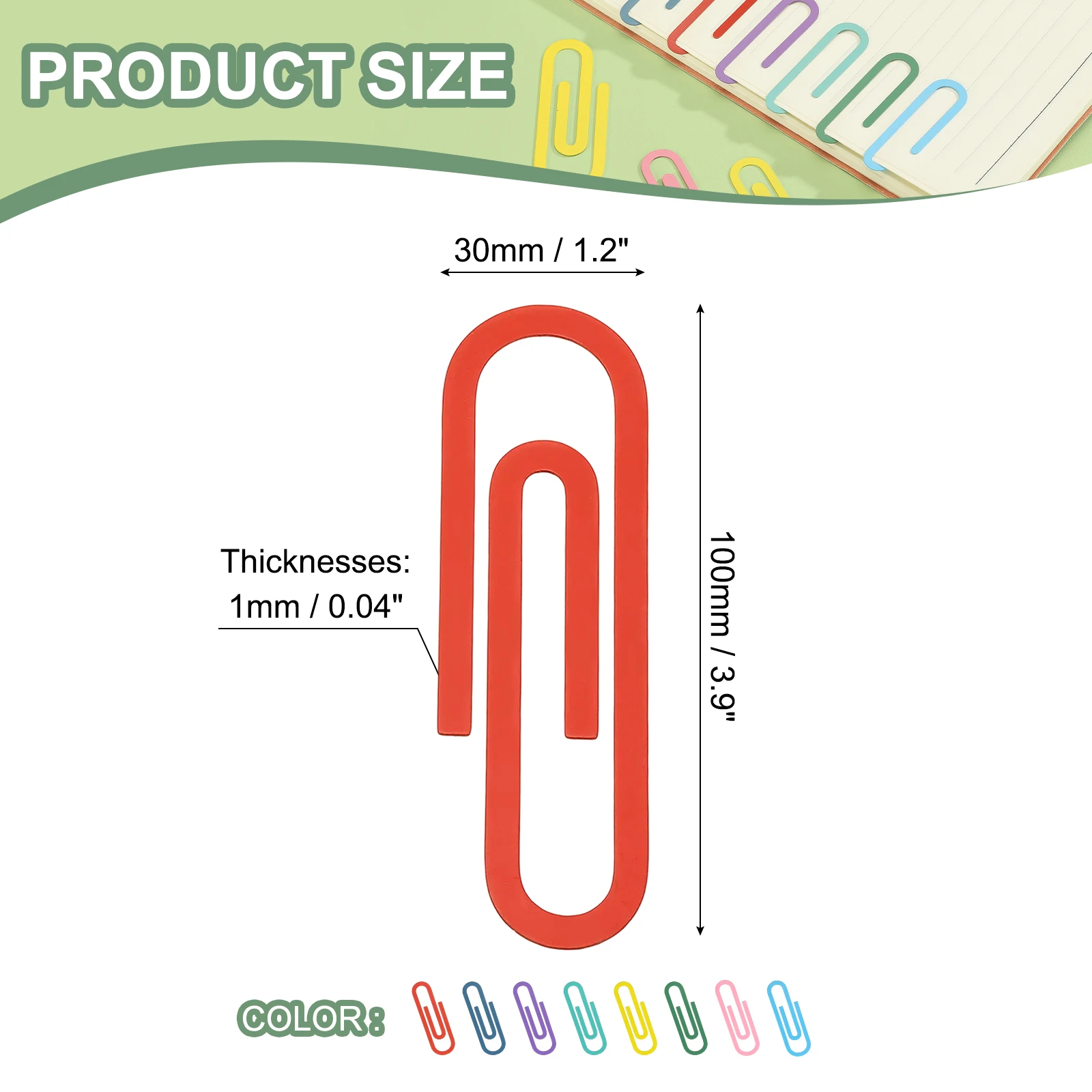 8Pcs Paper Clip Bookmarks Metal Book Marks Page Markers Gift for Book Reading Notebook Document Office Teacher Reader Multicolor