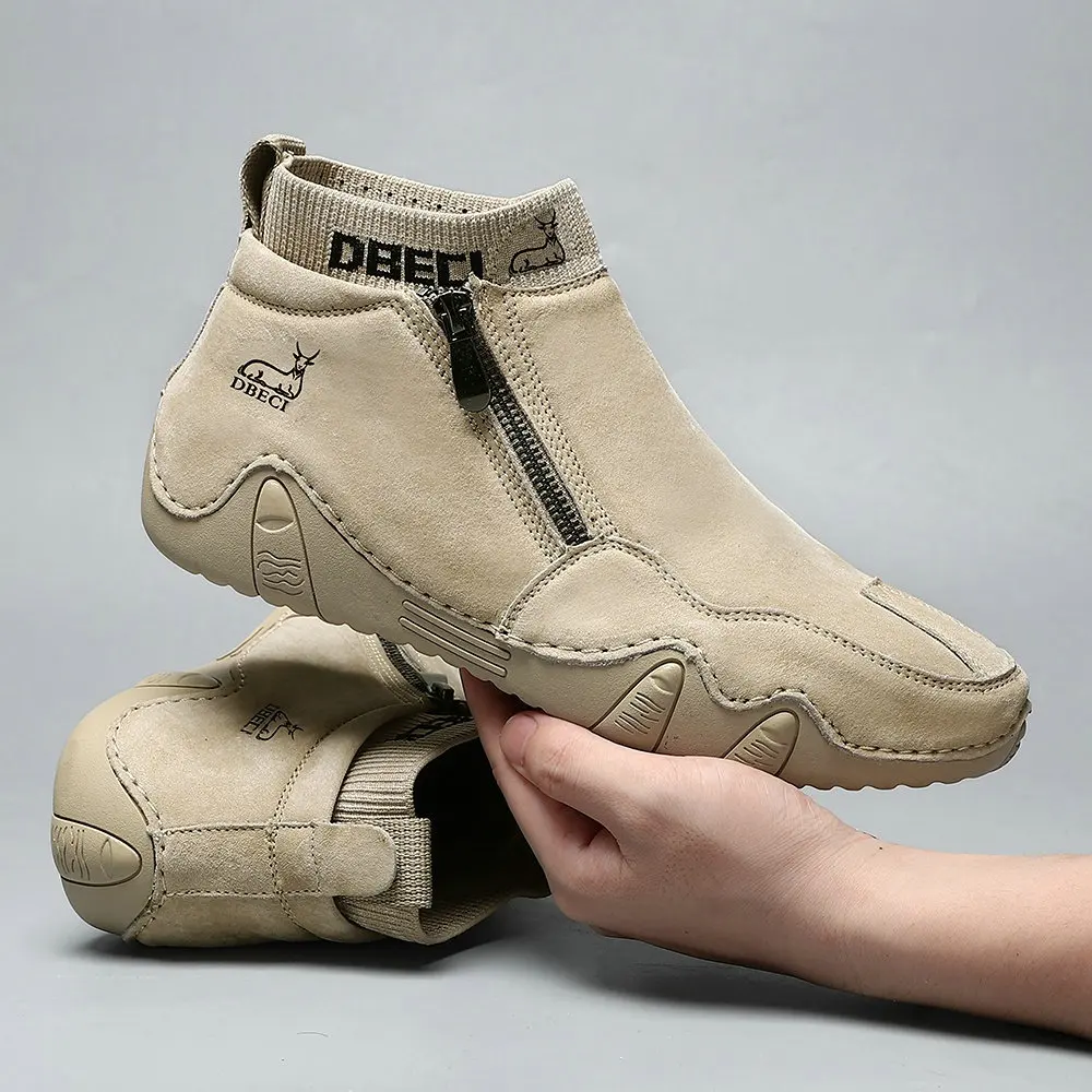 

New Men's Shoes Retro High-top Wear-resistant Casual Shoes Outdoor Fashion Lace-up Shoes Men's Booties.