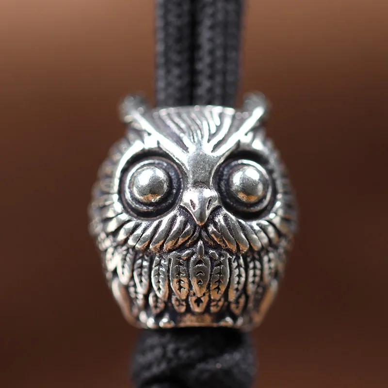 Cute Owl Brass Knife Bead EDC Outdoor DIY Paracord Woven Bracelets Accessories Lanyard Pendants Umbrella Rope Keychain Hangings