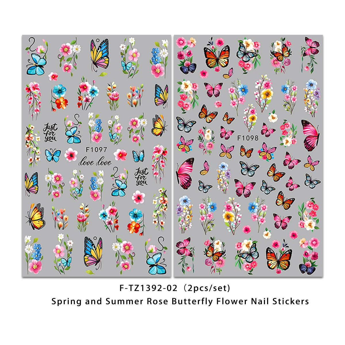 Frühlings- und Sommerblumen-Schmetterlings-Nagelsticker, einfach anzubringen für die Nageldekoration, zum Selbergestalten, als Geschenk, für Partys und zur Gestaltung von Make-up für Hochzeiten. – Detail 12