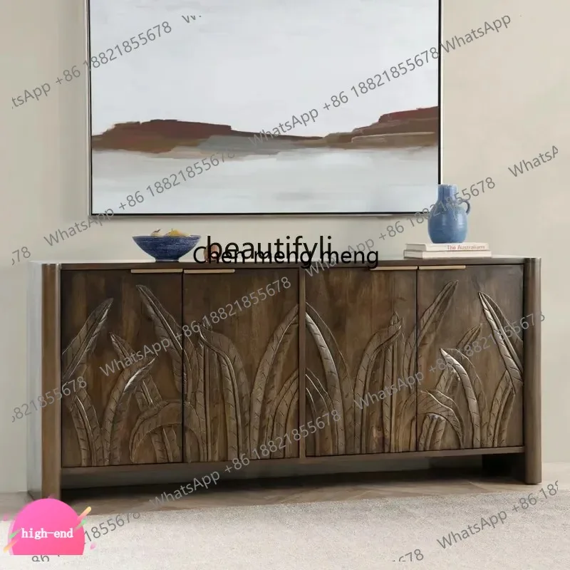 

LHY26 ss New style French solid wood entrance American retro style living room dining side cabinet TV cabinet Walnut decorative