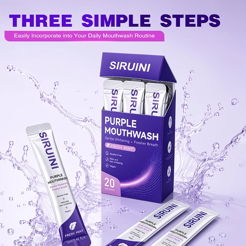 Portable Purple Strip Mouthwash 20pcs Refreshing Mint Scent Reduce Odor Freshen Breath Daily Dating Travel Disposable Oral Care