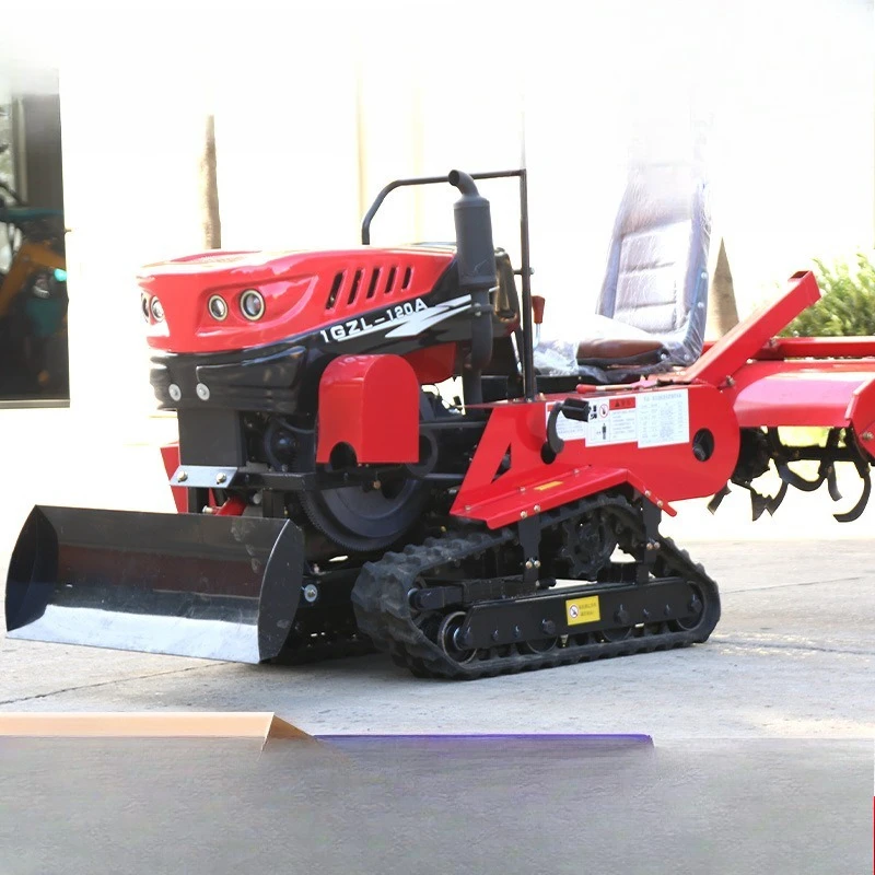 

Agricultural crawler rotary tillage dryland paddy field dual-purpose ride-on agricultural crawler tractor micro-tiller