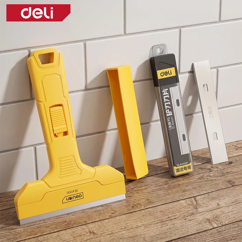 Putty Knife Scraper Tool, ABS Handle with 10 Alloy Steel Blades, Professional Paint Caulk Adhesive Remover for Wall Floor
