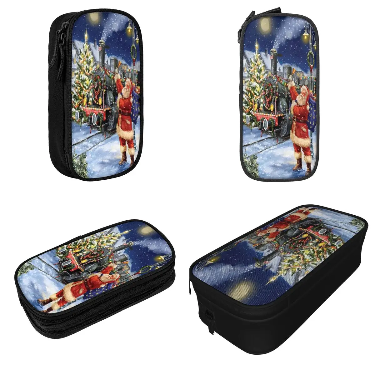 Polar Express Christmas Holiday Pencil Case Pencilcases Pen Box for Girls Boys Large Storage Bags Office Zipper Stationery