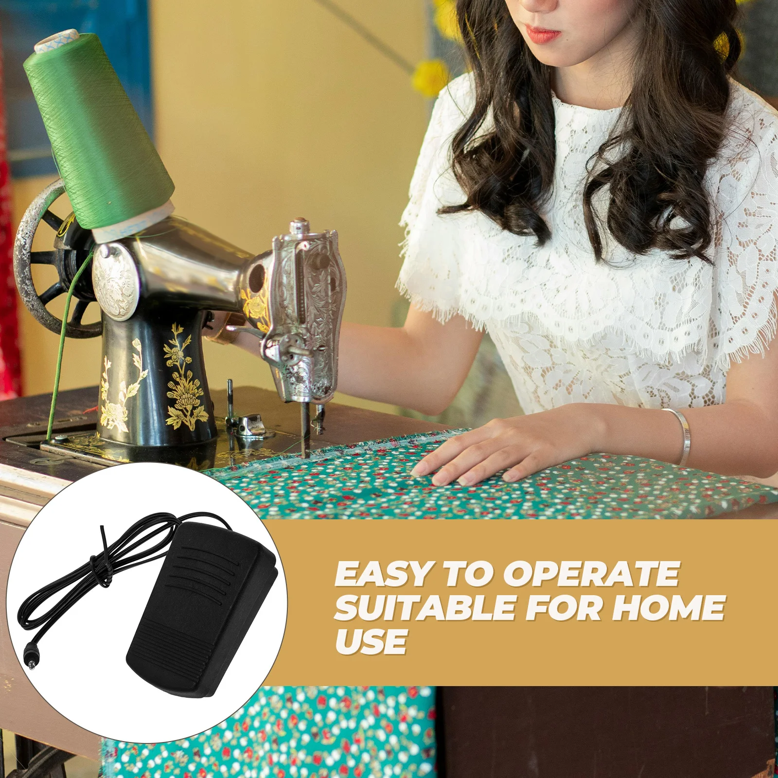 

Foot Pedal For Sewing Machine Household Replacement Sturdy Non-Slip Steady Handwork Safety Pedal With Power Cord Sewing