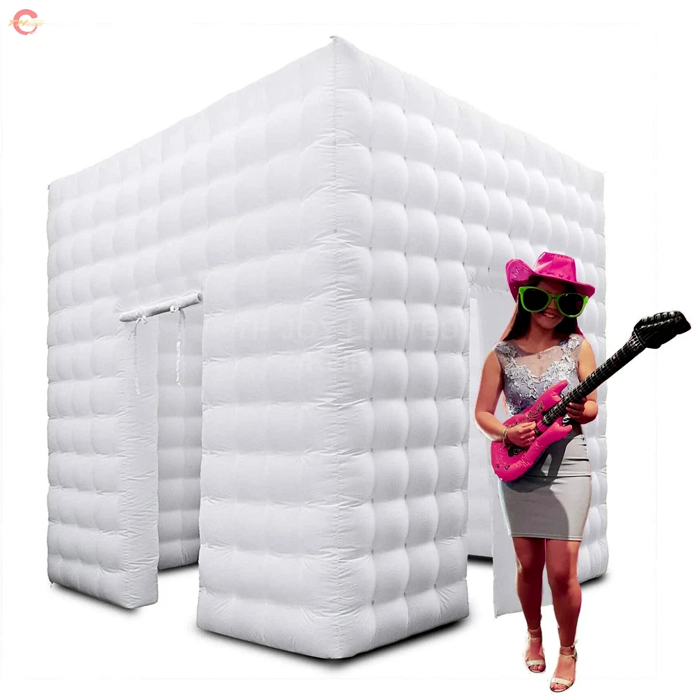 Barco aéreo rápido, iluminación LED de 3x3m, cabina de fotos inflable, cubo, tienda de cabina inflable para Selfie