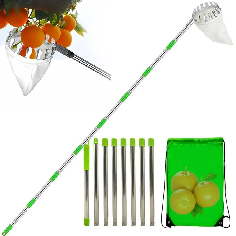 

Gardening Metal Fruit Picker Orchard Apple Peach High Tree Picking Tools Fruit Catcher Collection Pouch Farm Garden Supplies