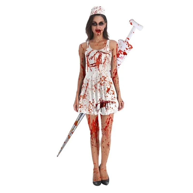 Robe Crâne Sang Cosplay pour Femme, Halloween Gelscary UC, Imprimé 3D, Adulte 303, Body Moulant Sexy, Tenue Femme