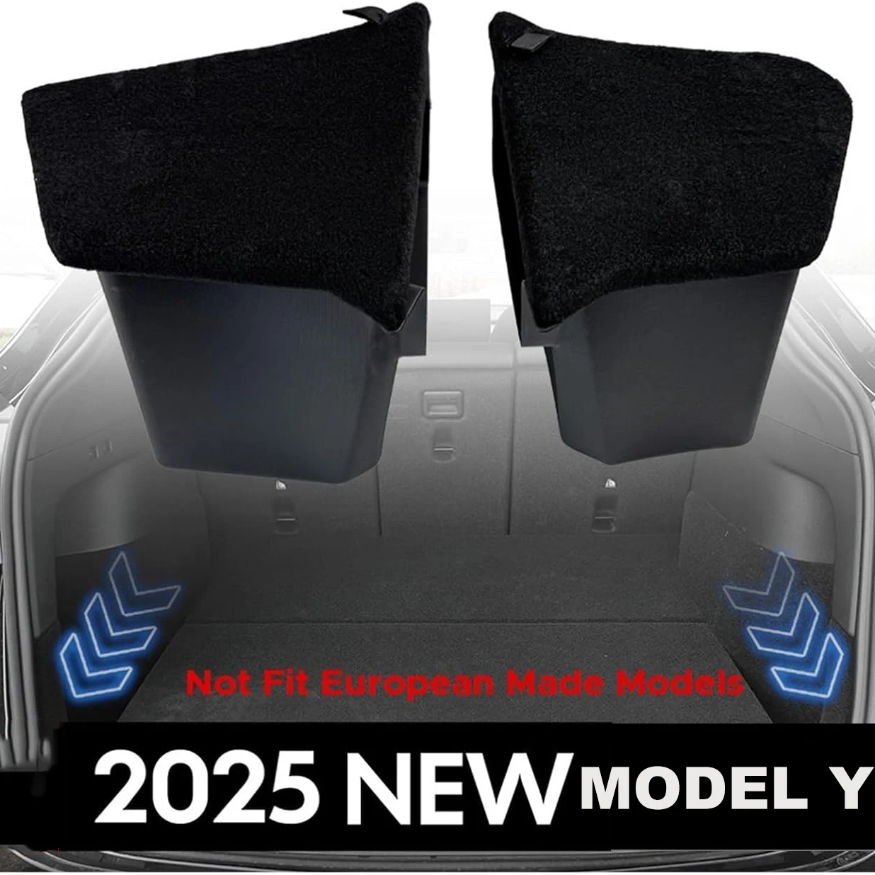 Für Tesla Model Y Juniper 2024-2026 Kofferraum-Seitenablagebox Organizer mit Deckel TPE Wasserdichte Laderaum-Ablage Auto-Zubehör