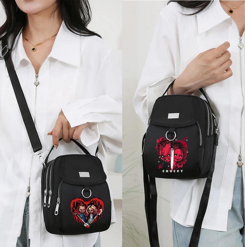 

Прочная оксфордская женская мини-сумка Chucky, 3-слойная сумка на плечо для девочек, сумка для покупок, сумка для телефона, легкая сумка через плечо